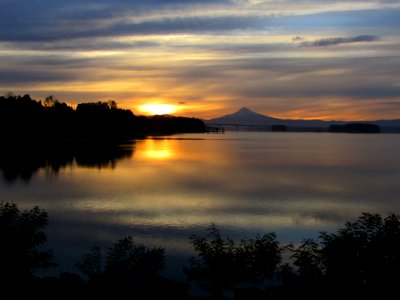 Sunrise over Mt. Hood and Columbia River at Wintler Park in Vancouver, WA photo