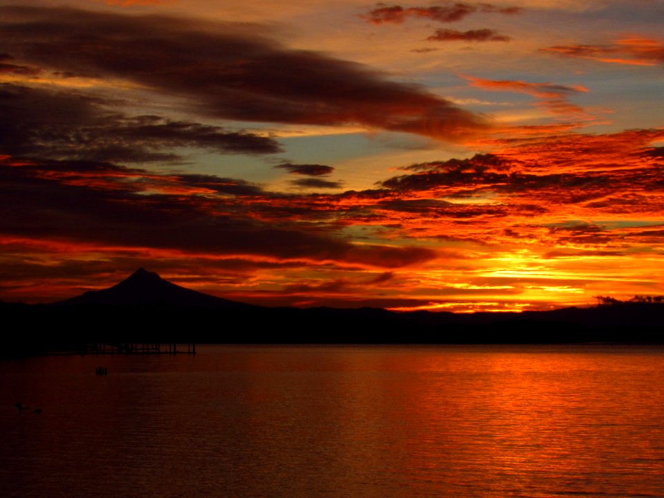 Sunrise at Columbia River and Mt. Hood