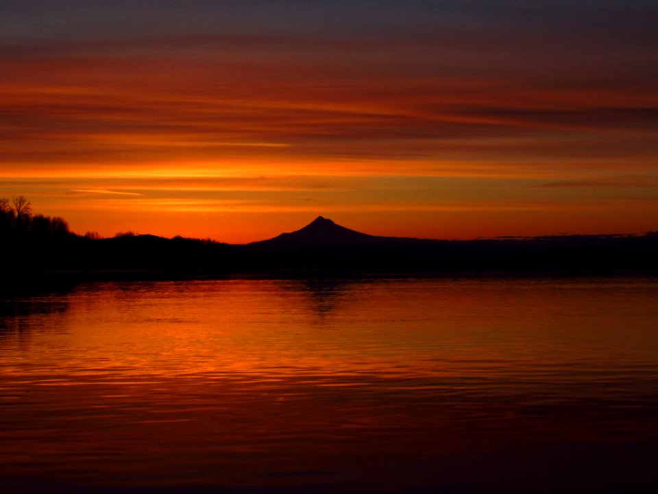 Sunrise at Columbia River and Mt. Hood