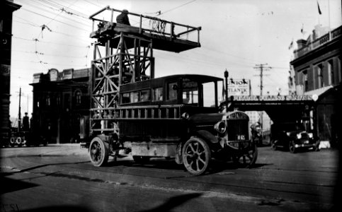 71; Whitmore Street, Tilling Stevens truck with a Tower Wagon - 26 Jul 1930