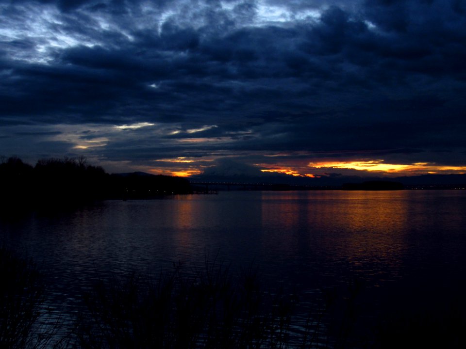 Sunrise at Columbia River and Mt. Hood
