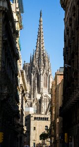 Barcelona historic old town houses photo