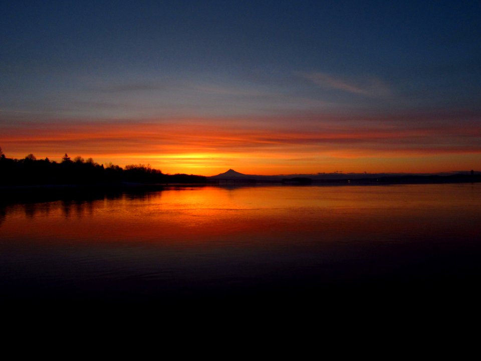 Sunrise at Columbia River and Mt. Hood