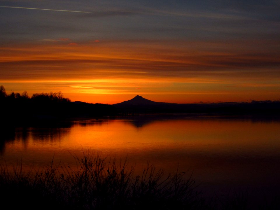 Sunrise at Columbia River and Mt. Hood