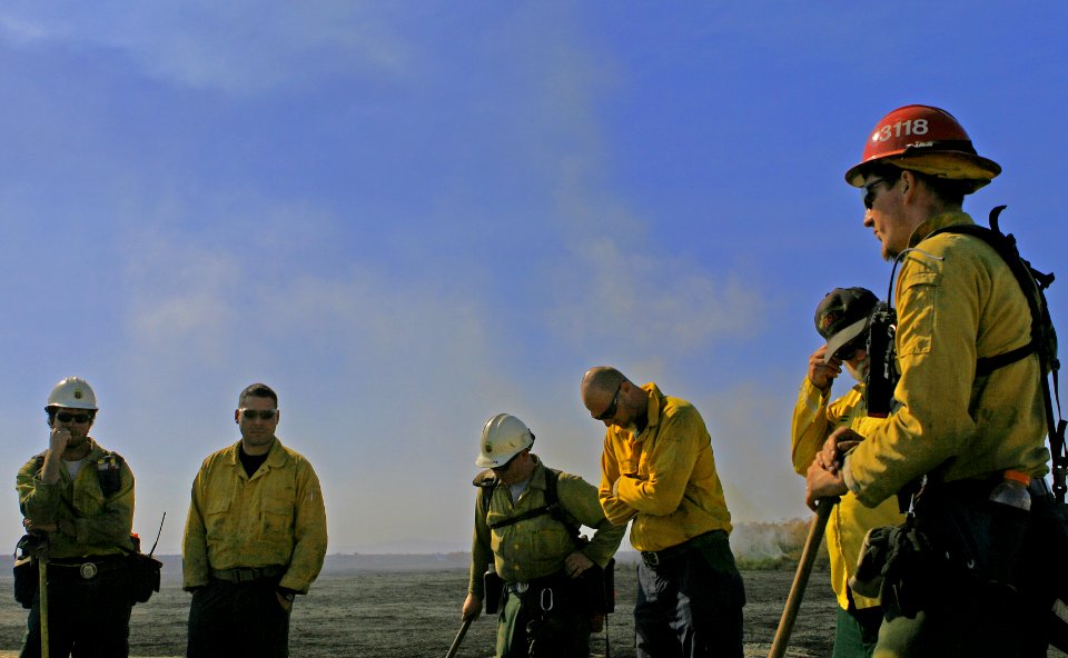 End of Long Hot Day Control Burn at Atwell Island in Bakersfield Field Office
