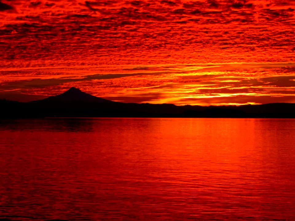 Sunrise at Columbia River and Mt. Hood