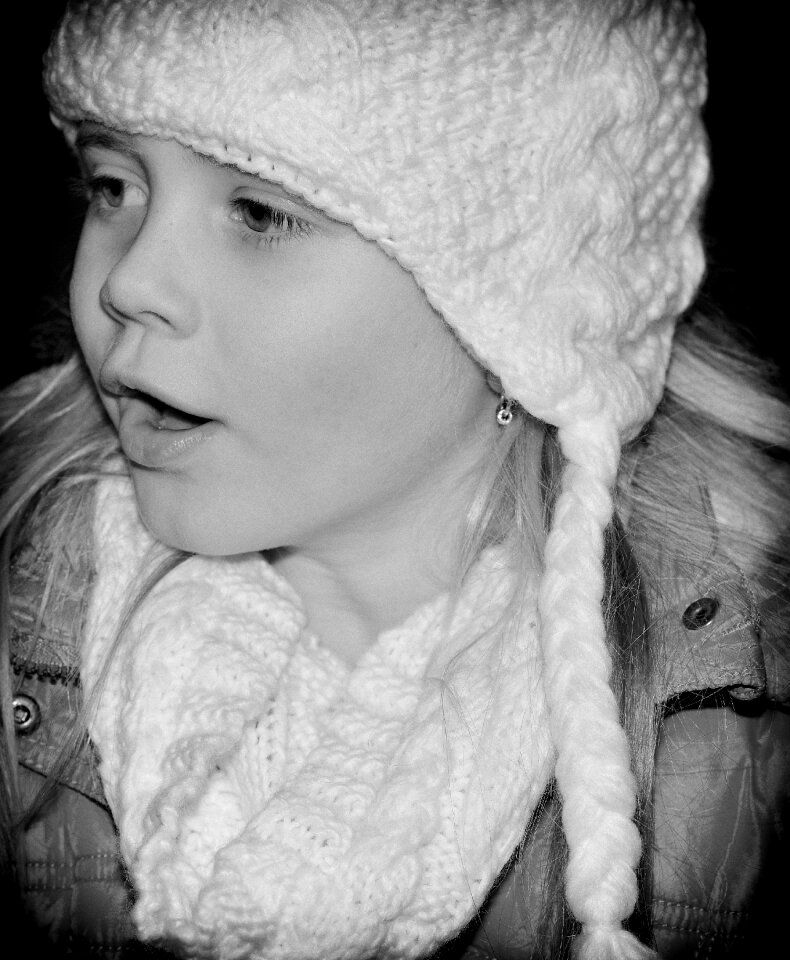 Cap winter black and white recording