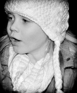 Cap winter black and white recording photo