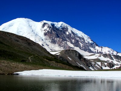 Frozen Lake at Mt. Rainier NP in WA photo