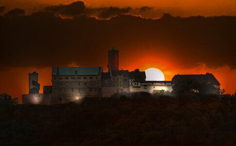 Thuringia germany wartburg castle evening photo