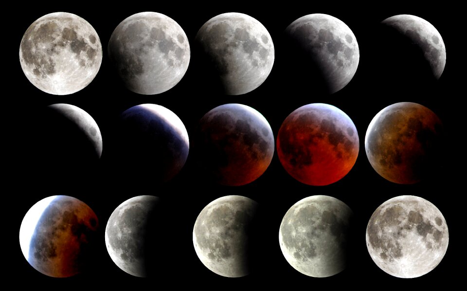Stages full lunar eclipse progression black moon