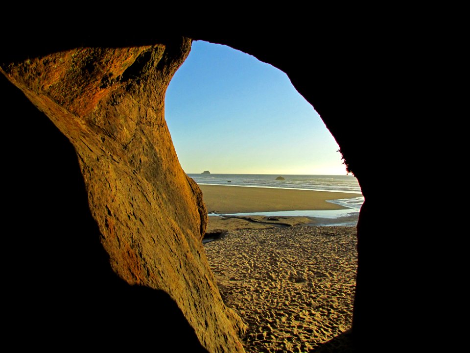 Cave at Hug Point Beach in Oregon