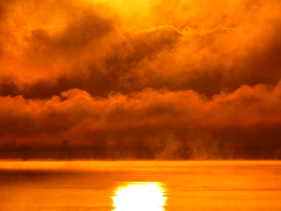 Sunrise and Clouds at Columbia River in Washington