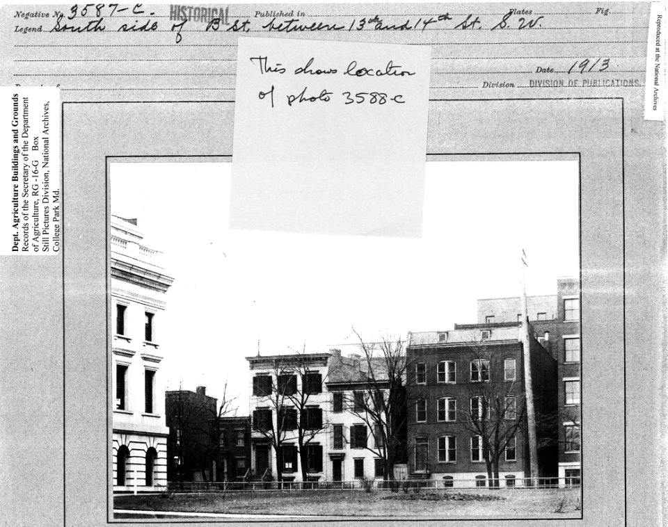 1913 South side of B Street btw 13th and 14th with West Wing NARA RG 16 G