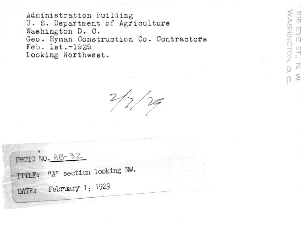 1929 (Feb 1) A Section Admin Bldg looking NW USDA Construction Photo Collection (2)