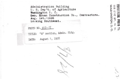 1928 (Aug 1) A Sect Admin Bldg Looking SW USDA Construction Photo Collection (2)