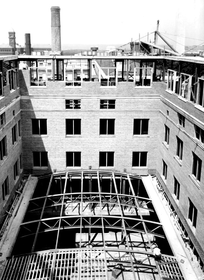 1929 (june 10) Admin Bldg Overhead view of patio construction USDA Construction Photo Collection (1)