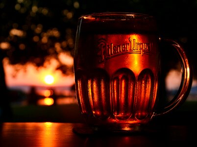 Beer jar sunset photo