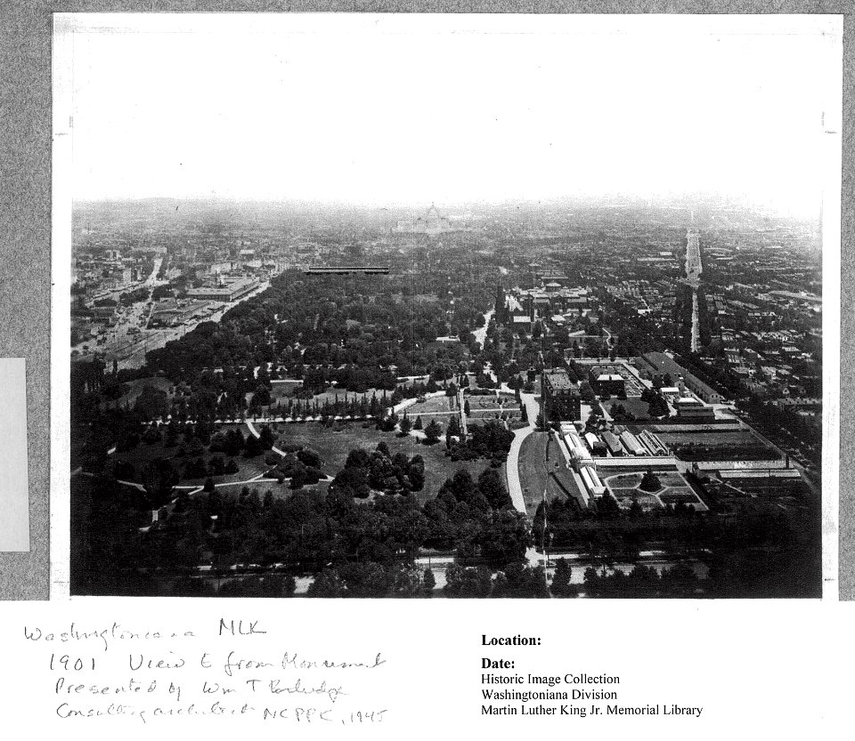 1901 View east from Washington Monument MLK Washingtoniana Division, presented by NCPPC 1945
