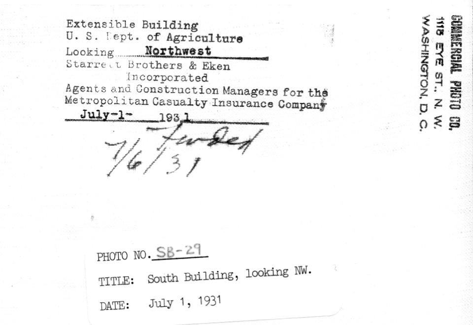 1931 (July 1) South Bldg Looking NW USDA Construction Photo Collection (2)