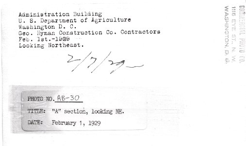 1929 (Feb 1) A Sect Admin Bldg Looking NE USDA Construction Photo Collection (2)