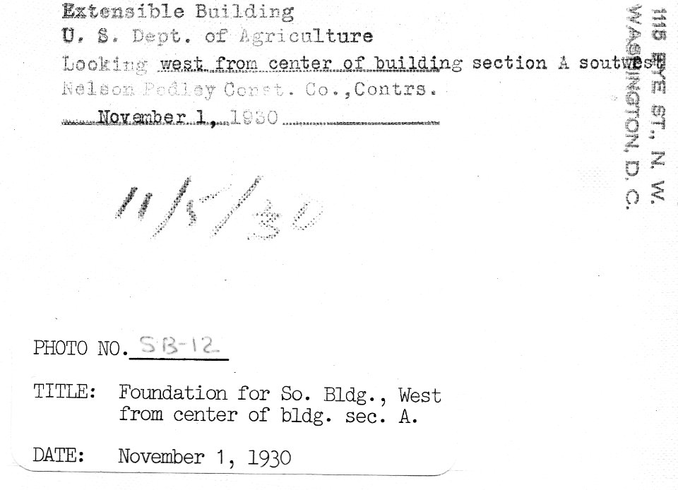1930 (Nov 1) Foundation for South Bldg USDA Construction Photo Collection (2)