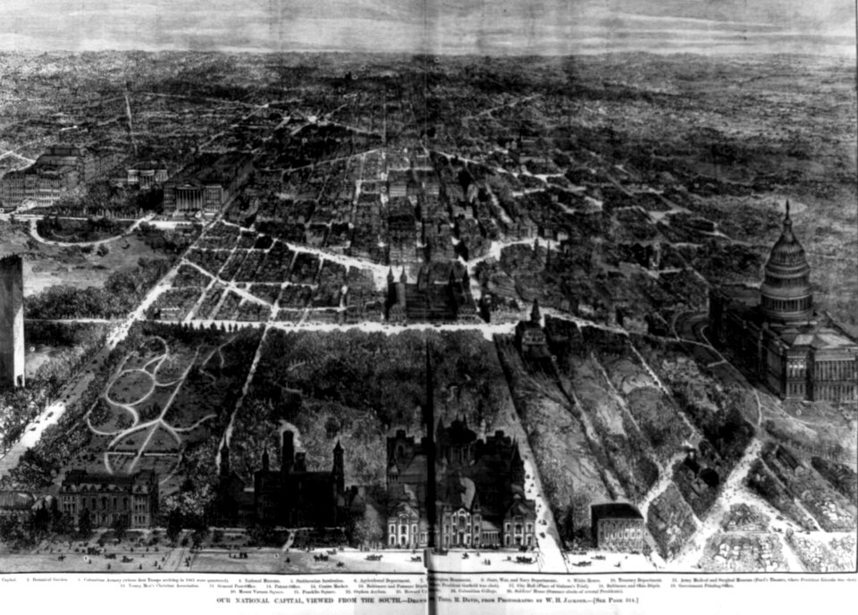1882 Our National Capital, viewed from the south Drwg by Theodore R. Davis LC-USZ62-78090 3b25202u