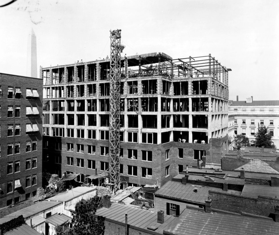 1912 (ca) Rear View of Bieber Bldg construction looking twd the Admin Bldg's west wing USDA Construction Photo Collection (1)