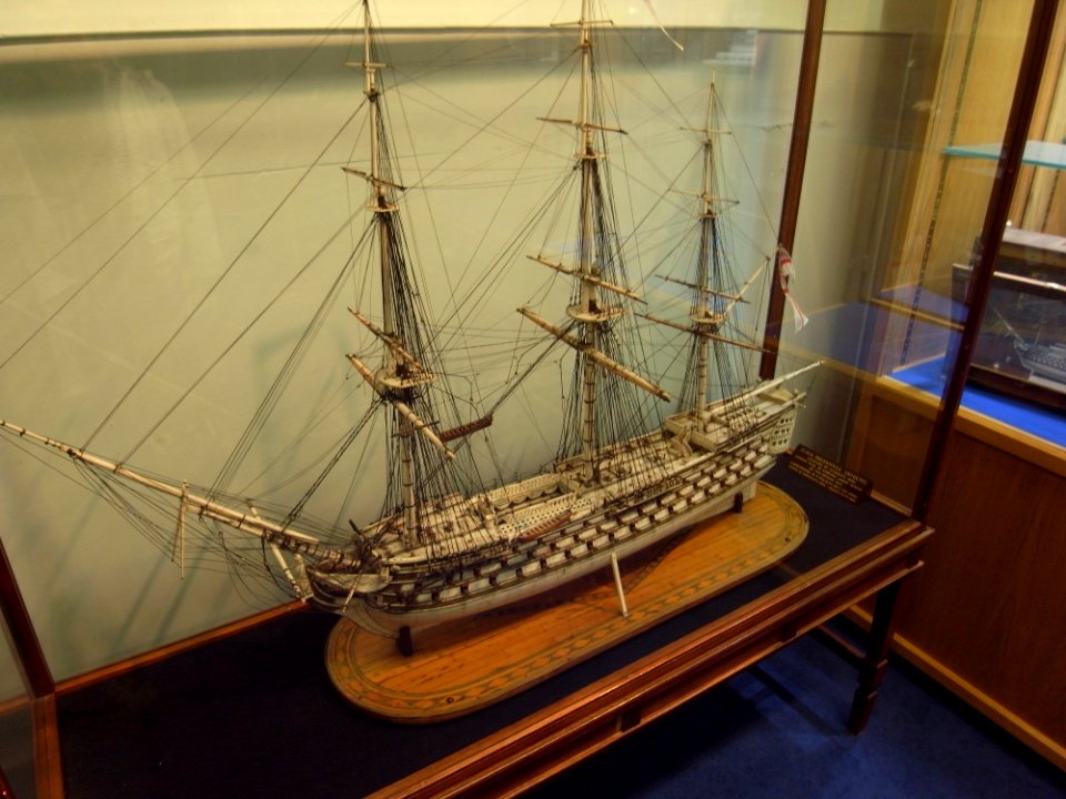 HMS BRITANNIA - FRENCH PRISONER OF WAR MODEL SHIPS MADE OF ANIMAL BONE - BRITANNIA ROYAL NAVAL COLLEGE - OWNED BY THE CADBURY FAMILY