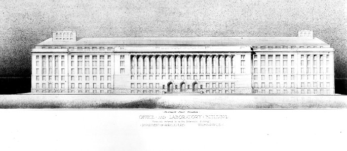 1930 (ca) Side View Drawing of South Bldg, Extensible Bldg USDA Construction Photo Collection (1)