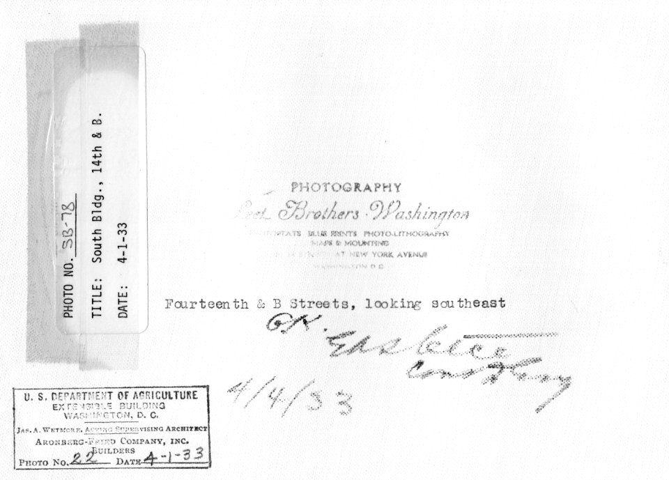 1933 (Apr 1) South Bldg, 14th and B Sts looking SE USDA Construction Photo Collection (2)