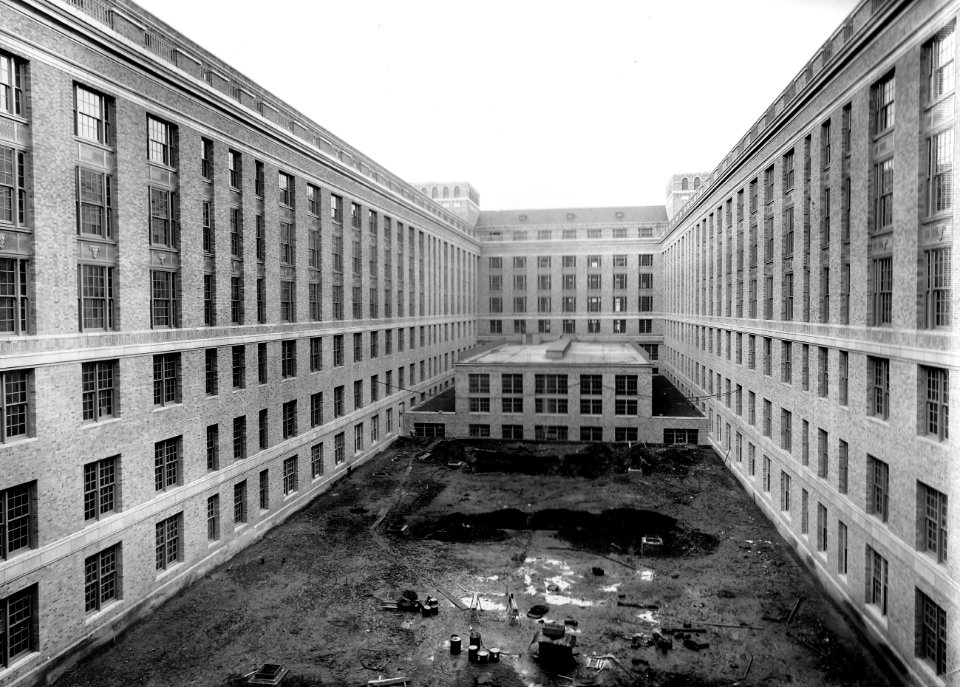 1932 (Feb 2) South Bldg court yeard construction looking North USDA Construction Photo Collection (1)