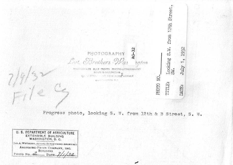 1932 (July 1) Looking SW from 12th Street USDA Construction Photo Collection (2)