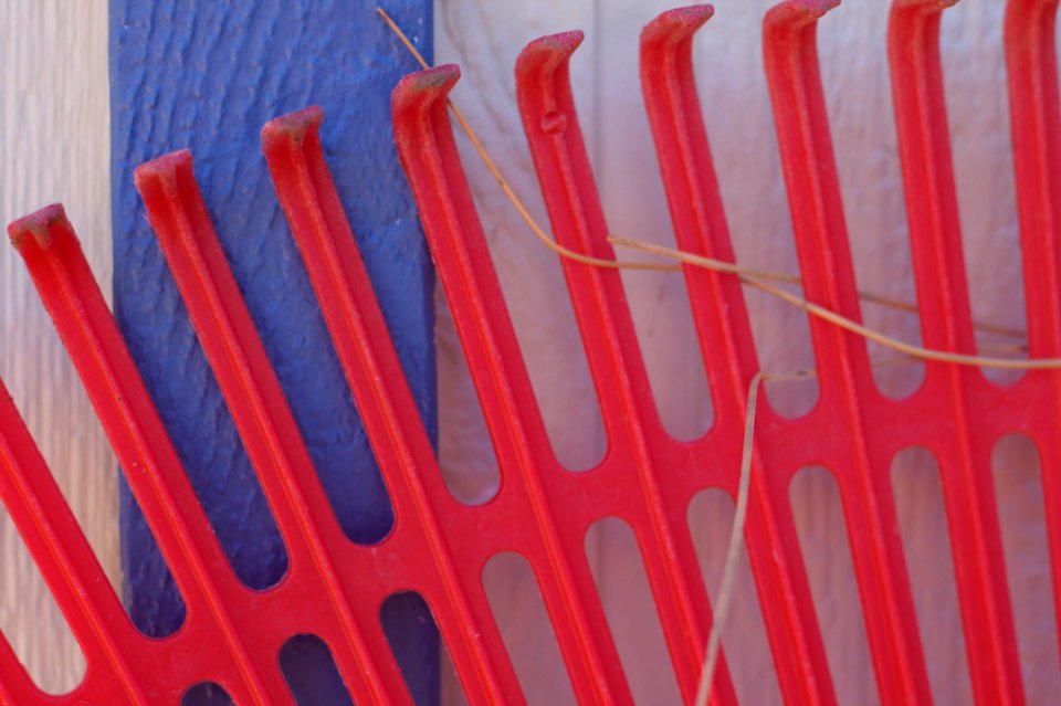 Rake, Tan, and Blue