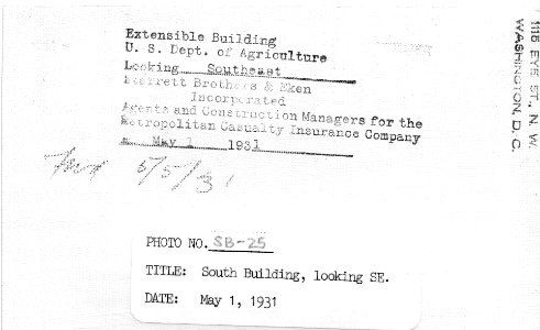 1931 (May 1) South Bldg looking SE USDA Construction Photo Collection (2)