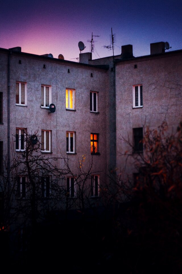 Building windows night photo