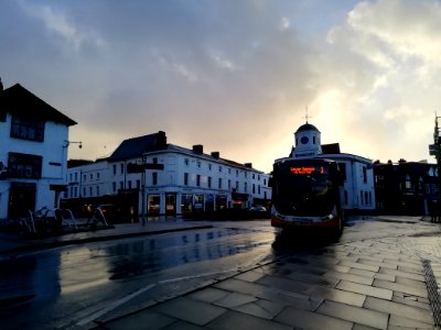Buses at Sunset in Stratford photo
