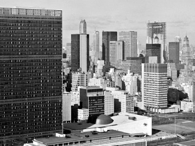 New York City. Midtown Manhattan aerial view! GM building under construction! 01 January, 1968. photo