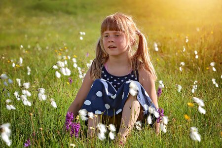 Girl blond meadow photo