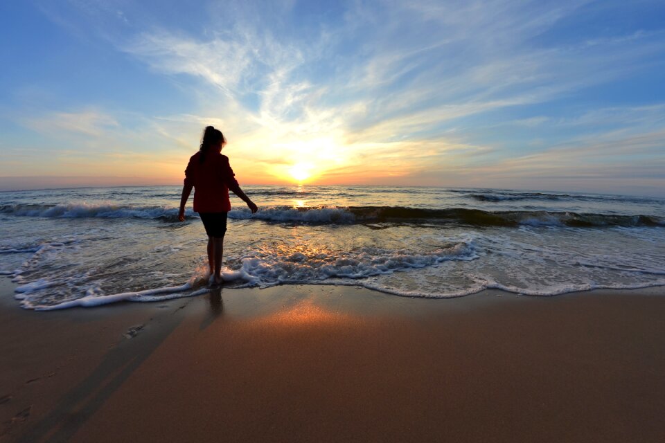 The girl and the sea ocean the waves