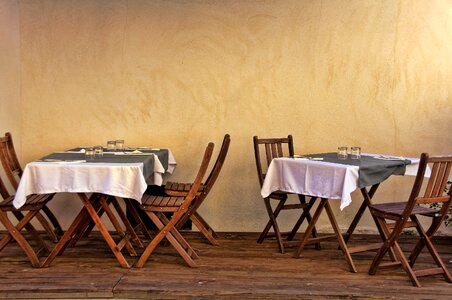 Dining tables chairs wall photo