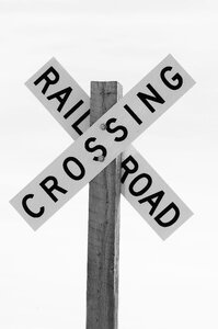 Railroad crossing road photo