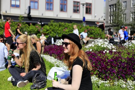 Festival a young girl in a hat iceland