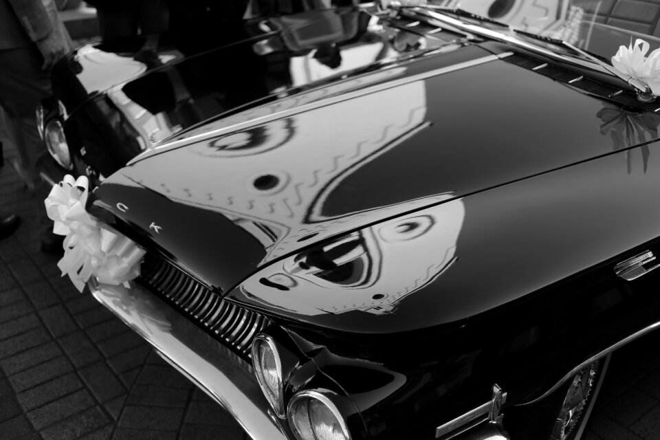 Vintage bridal car black