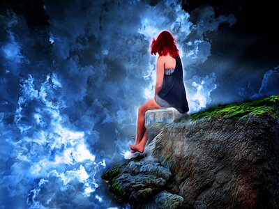 Composing photo art blue