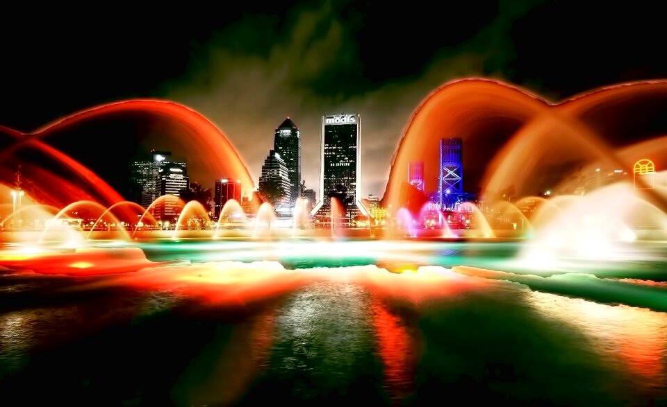Skyline downtown long exposure