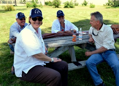 Alan Davis, MALT and NRCS; Kim Berns, NRCS Easement Programs Division; Lisa Coverdale, NRCS State Conservationist Montana; and Glenn Marx, Montana Association of Land Trusts at the Foust Wetlands Reserve Program easement celebration July 26, 2016. Lake Co photo