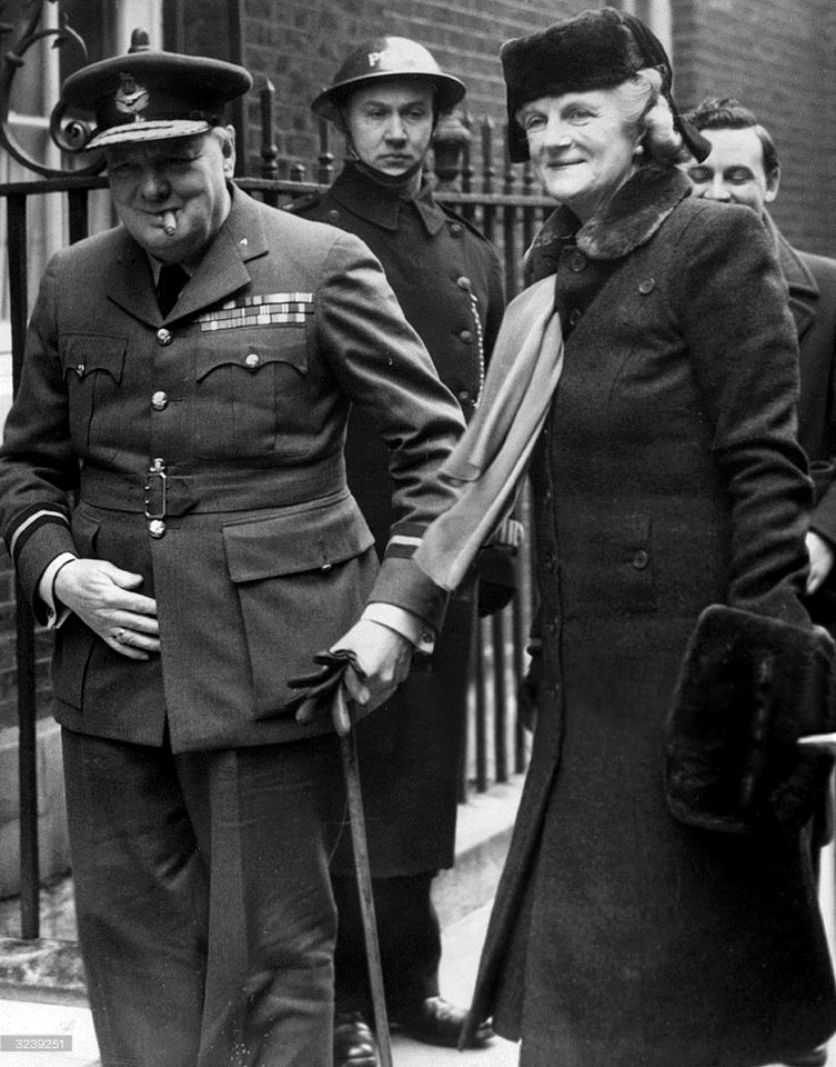 Winston Churchill and his wife Clementine arriving at 10 Downing Street after returning from the Middle East, June 30, 1943