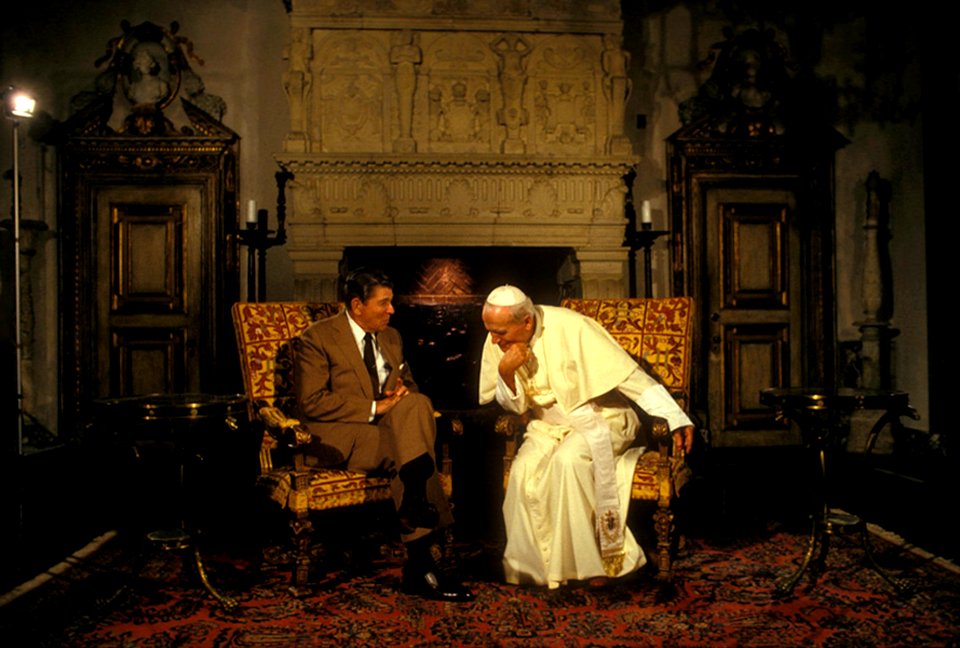 Pope John Paul With President Ronald Reagan, Miami, Florida, USA, September 10, 1987