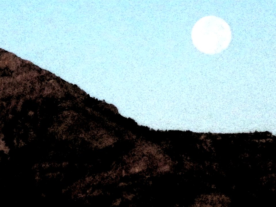 Fresco Filter on Moon Over Mazaztal Mountains